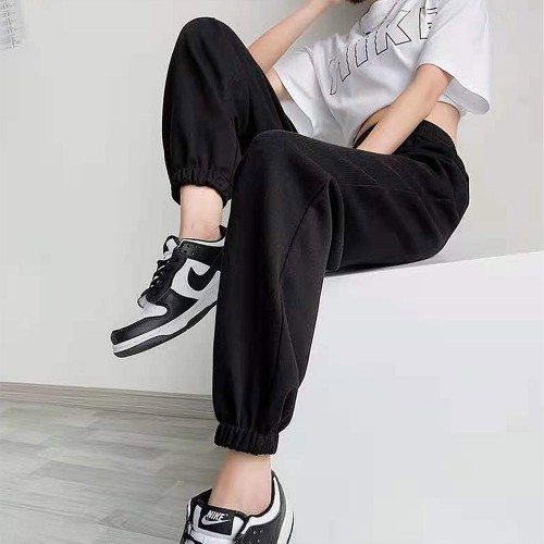 Workout Drawstring Waist Closure Joggers Sweatpants - Black |image