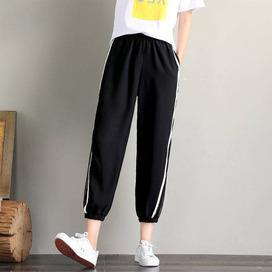 show image for Side Striped Joggers High Waist Lace Cutout Women Trousers - Black Side Striped Joggers High Waist Lace Cutout Women Trousers - Black |image