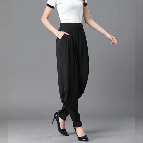 Fabulous Solid Solid Color High Waist Viscose Patiala Pants - Black |image