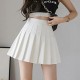 Pleated Style High Waist Elastic Zippered Women Skirts - White 