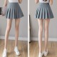 Pleated Style High Waist Elastic Zippered Women Skirts - Grey |image