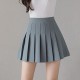 Pleated Style High Waist Elastic Zippered Women Skirts - Grey |image