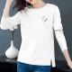 Korean Style Graphics & Letters Printed Solid Side Split Cotton Tops - White 