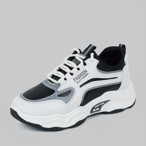 Running Platform Booster Stitching Lace Up Joggers - Black |image