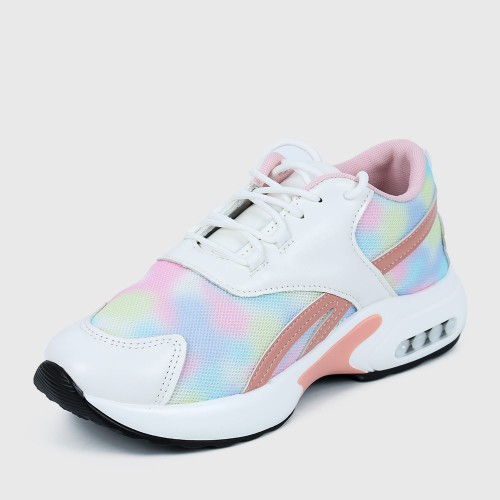 Casual Round Toe Lace Up Breathable Mesh Sneakers - Pink |image