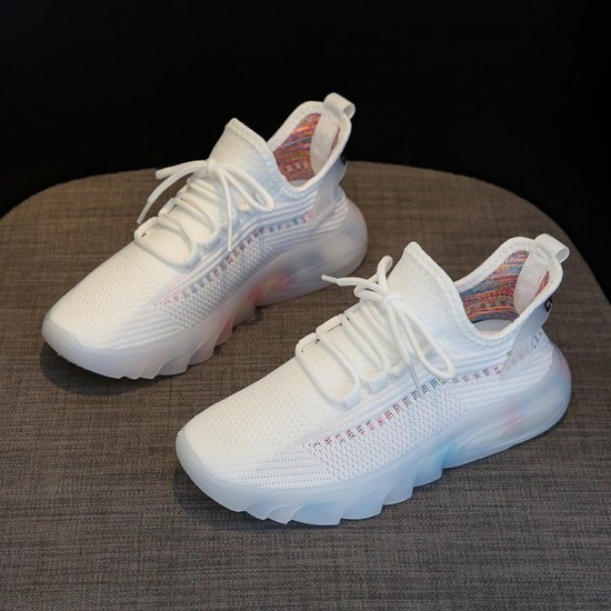 Sports Style Air Cushion Light Weight Women Sneakers - White |image