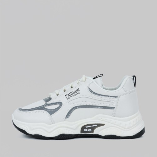 Running Platform Booster Stitching Lace Up Joggers - Grey |image