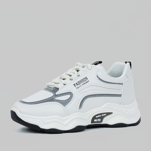 Running Platform Booster Stitching Lace Up Joggers - Grey |image