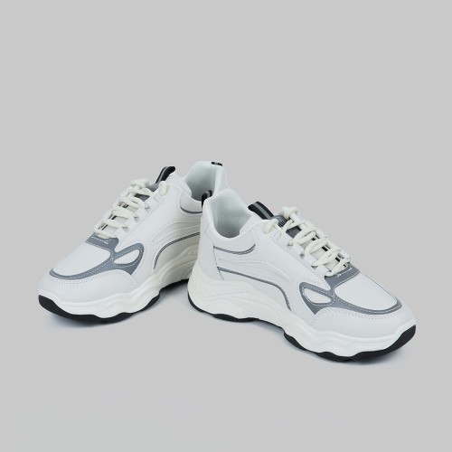 Running Platform Booster Stitching Lace Up Joggers - Grey |image