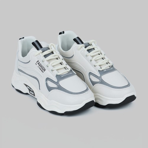 Running Platform Booster Stitching Lace Up Joggers - Grey |image