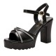 Fish Mouth Platform Buckle Strap Bohemian Women Heels - Black |image