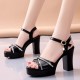Fish Mouth Platform Buckle Strap Bohemian Women Heels - Black |image