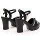 Fish Mouth Platform Buckle Strap Bohemian Women Heels - Black |image