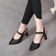 Stylish Pointed Toe Splicing Women High Heels Sandals Black |image