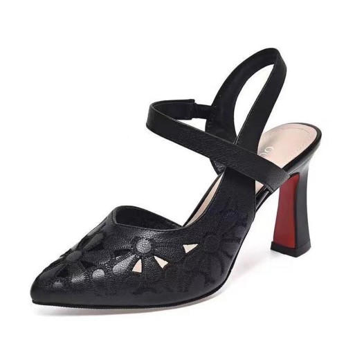 Stylish Pointed Toe Splicing Women High Heels Sandals Black |image