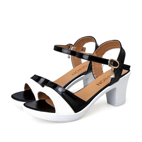 Buckle Strap Stiletto Open-Toe Women High Heels Sandals Black|image