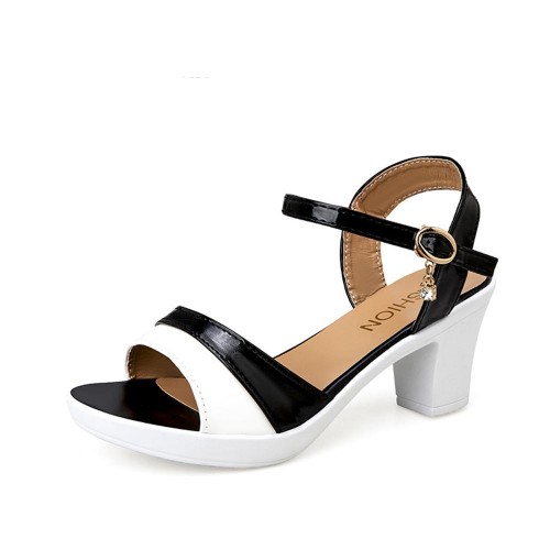 Buckle Strap Stiletto Open-Toe Women High Heels Sandals Black|image