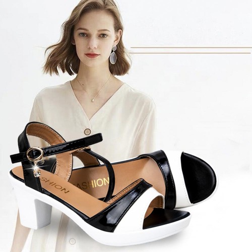 Buckle Strap Stiletto Open-Toe Women High Heels Sandals Black|image
