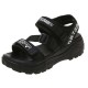 Velcro Thick Soled Strappy Open Toe Sports Sandals - Black |image