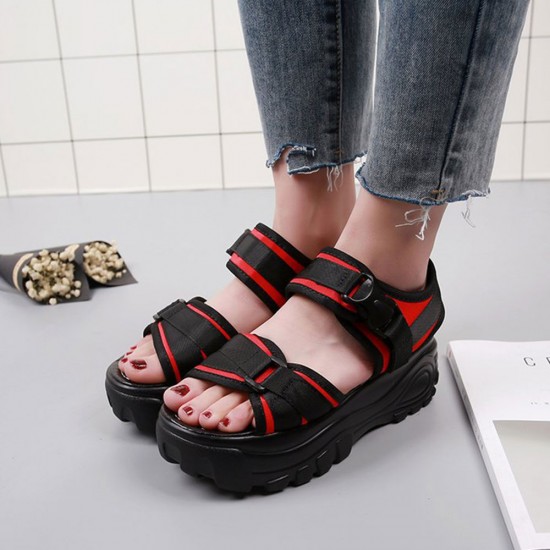 Showing image for Peep Toe Ankle Strap Thick Sole Muffin Wedge Sandals - Black Peep Toe Ankle Strap Thick Sole Muffin Wedge Sandals - Black |image