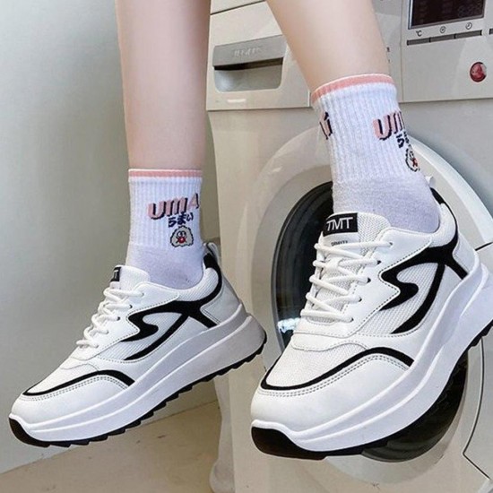 Showing image for Comfortable Stripes Breathable Letter Graphic Lace Up Sneakers - Black Comfortable Stripes Breathable Lace Up Sneakers - Black |image