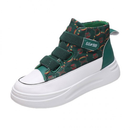 Leopard Flowers Colorful Design Velcro Closure Classy Sneakers - Green |image