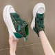 Leopard Flowers Colorful Design Velcro Closure Classy Sneakers - Green |image