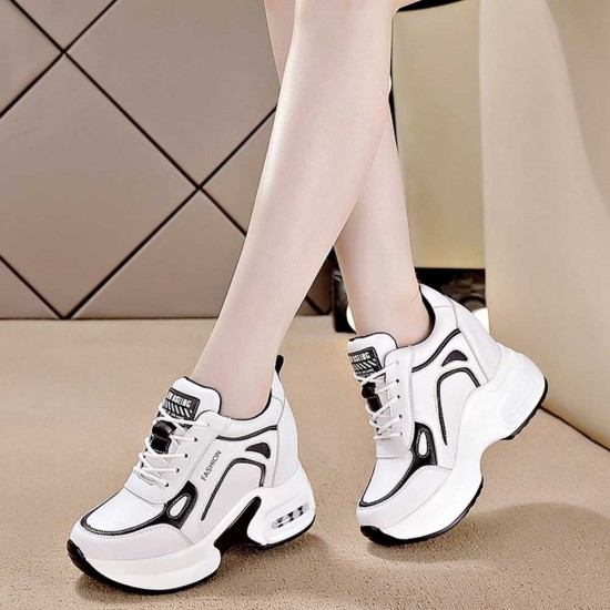 Showing image for Breathable Platform Round Head Lace Up Women Sneakers Black Breathable Platform Round Head Lace Up Women Sneakers Black |image
