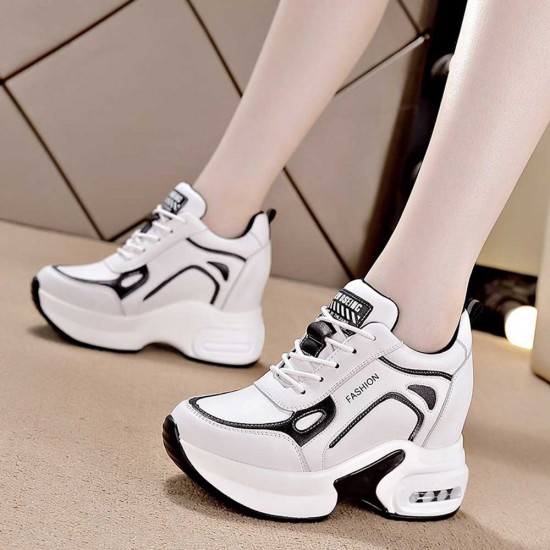 Showing image for Breathable Platform Round Head Lace Up Women Sneakers Black Breathable Platform Round Head Lace Up Women Sneakers Black |image