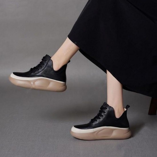 Short Thick Bottom Water Proof Women Casual Sneakers Black |image