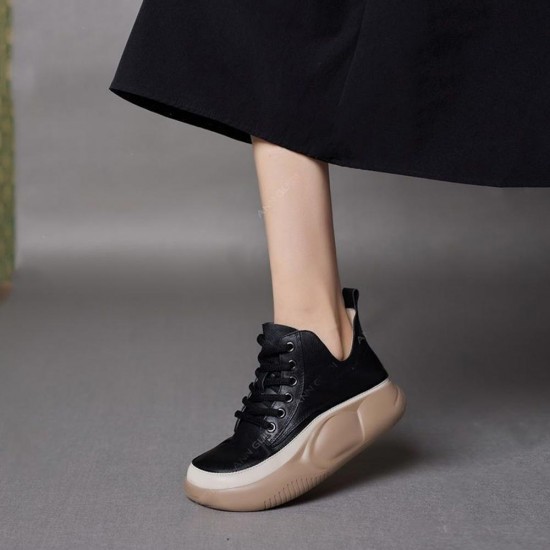 Short Thick Bottom Water Proof Women Casual Sneakers Black |image