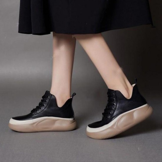 Short Thick Bottom Water Proof Women Casual Sneakers Black |image