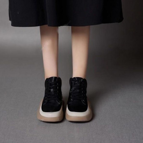 Short Thick Bottom Water Proof Women Casual Sneakers Black |image