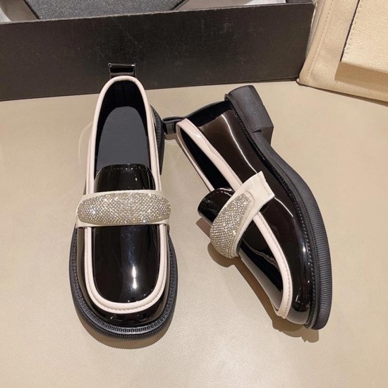 Showing image for Platform Rhinestone Slip On Sponge Bottom Loafers Shoes - Black Platform Rhinestone Slip On Sponge Bottom Loafers Shoes - Black |image