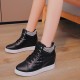 Rhinestone Decorated Style High Top Comfortable Women Sneakers - Black |image