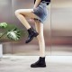 Zipper High Top Lace Up Women Casual Ankle Boots Black |image
