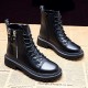 Zipper High Top Lace Up Women Casual Ankle Boots Black |image