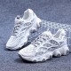 Breathable Thick Soled Lace Up Sporty Women Sneakers - Grey |image