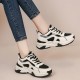 Platform Hot Reflective Thick Sole Lace Up Chunky Sneakers - Black |image