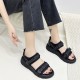 Transparent Ankle Strap Velcro Peep Toe Wedge Sandals - Black |image