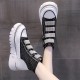 Platform Velcro Soft Sole Thick Bottom Women Sneakers - Black |image