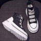 Platform Velcro Soft Sole Thick Bottom Women Sneakers - Black |image