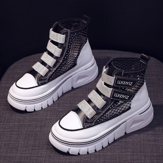 Showing image for Platform Velcro Soft Sole Thick Bottom Women Sneakers - Black Platform Velcro Soft Sole Thick Bottom Women Sneakers - Black |image