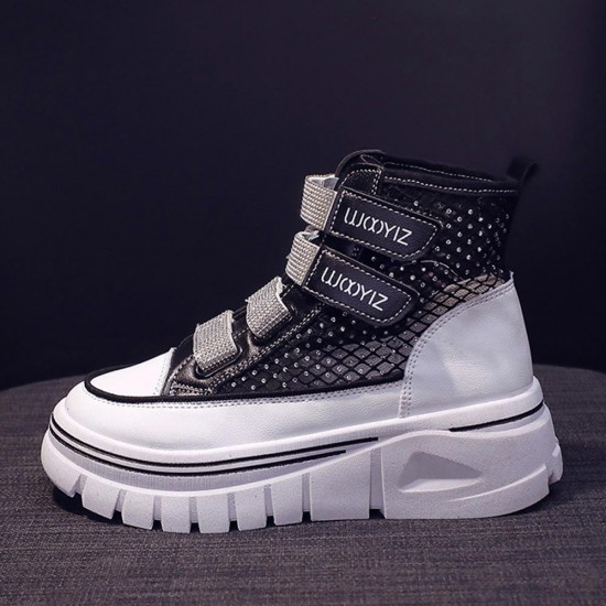 Showing image for Platform Velcro Soft Sole Thick Bottom Women Sneakers - Black Platform Velcro Soft Sole Thick Bottom Women Sneakers - Black |image