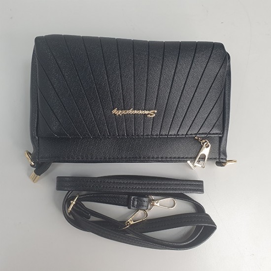 Trendy Rhombic Adjustable Stripe Small Square Messenger Bag - Black |image