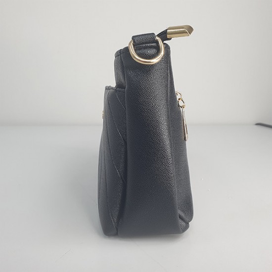 Trendy Rhombic Adjustable Stripe Small Square Messenger Bag - Black |image