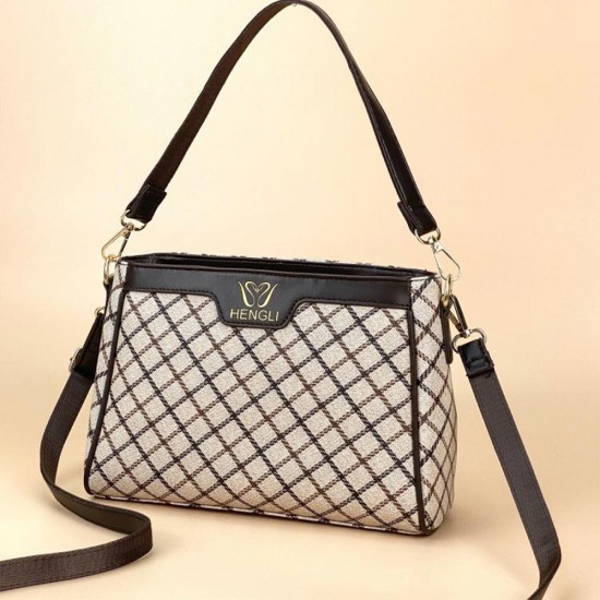 Luxury Plaid Pattern Cross Border Detachable Shoulder Bag - Brown |image