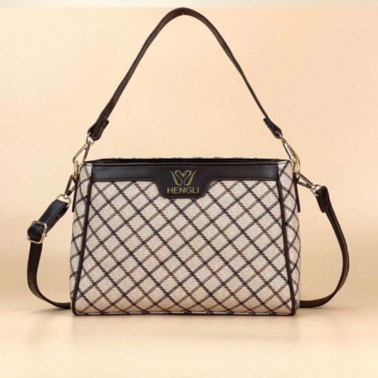Luxury Plaid Pattern Cross Border Detachable Shoulder Bag - Brown |image