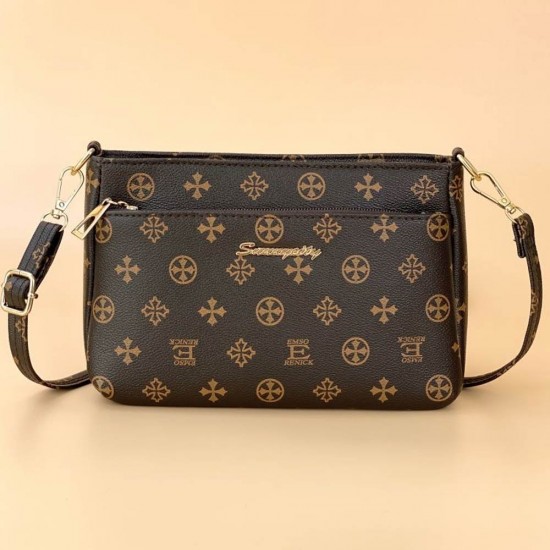 Oblique Floral Adjustable Stripe Women Shoulder Bag - Dark Brown |image