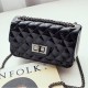 Magnet Buckle Chain Stripe Embossed Rhombus Shoulder Bag - Black |image